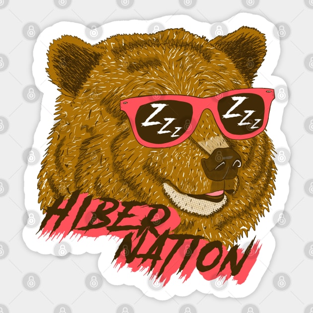 Hibernate Rave Bear Sticker by MorvernDesigns